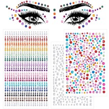 1550Pcs Face Rhinestones Stick On 15 Colors 3 4 5mm Rainbow Face Jewels Glitter  - £16.56 GBP
