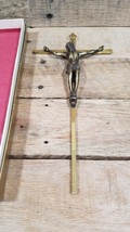 VTG Hanging Crucifix Catholic Wall Cross Metal Religious Jesus 10&quot; W Box - $10.84