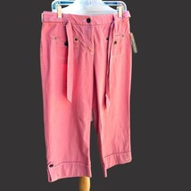 Bamboo Traders Ladies Barbiecore Pink Cuffed Cargo Belted Capri Pants New size 8 - £20.46 GBP