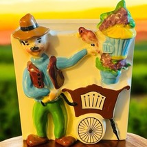 Vtg 1950’s Kitschy Enesco Japan Ceramic Flower Cart Vendor Vase Planter - $24.87