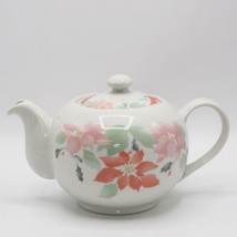Vintage Poinsettia Robinson Design Group Porcelain Teapot 1991 Corning Christmas - £27.37 GBP