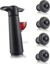 Vacu Vin Wine Saver Pump With Vacuum Bottle Stoppers (Black). - £29.68 GBP