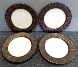Set of 4 Gourmet Basics by Mikasa Metropolitan Stoneware Salad Dessert Plates 9&quot; - £18.36 GBP