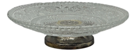 Crystal & Silver-Plated Pedestal Serving Dish 5.75" Candy Plate Serving Tray image 3