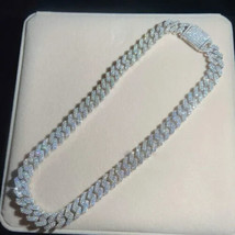 VVS1 12MMX22” Cuban Link Chain Real Moissanite 925 Silver PASS DIAMOND T... - £1,159.07 GBP