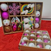 Holiday Time Rainbow Unicorn? Mini Ornament Set of 24+16 Colorful Pink W... - €8,57 EUR
