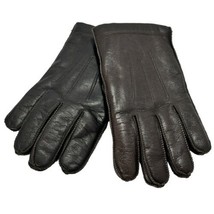 Vintage One Pair Men&#39;s Brown Leather Gloves Fur Lined Size Large Soft Su... - $45.55