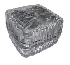 Crystal Clear Industries 24% lead Crystal Trinket Jewelry Box Bow Lid Yu... - $12.61