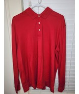 Lands End Mens Long Sleeve Polo Shirt XL red Preppy casual grandpacore H... - $19.79