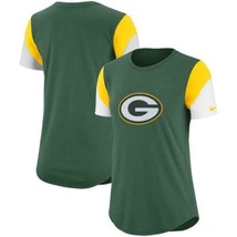 Nike Women&#39;s Green Bay Packers Tri-Blend Team Fan Top T-Shirt Green Large - £18.23 GBP