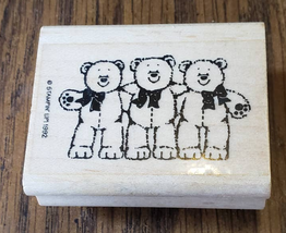 Stampin Up Three Teddy Bears Hugging 1992 Wood Mounted Rubber Stamp - £4.65 GBP