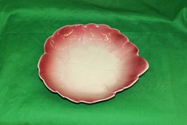 Angeles Potteries #440 Large Leaf Bowl Pink and Black 10x11 inch 1953 - £14.61 GBP