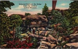 Vintage Postcard Balanced Rock And Sky Bridge Rock City Gardens Lookout Mountain - £6.70 GBP