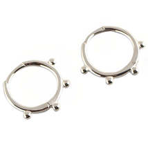 Anyco Earrings Sterling Silver Minimalist Simple Glossy Bead Ear Buckle - £16.54 GBP