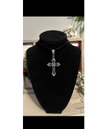 Goth Cross Velvet Choker -Silver Cross Choker Necklace Black New - $14.98