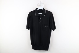 Vtg 60s 70s Streetwear Mens Medium Ban Lon Knit Pullover Polo Shirt Black USA - £76.55 GBP