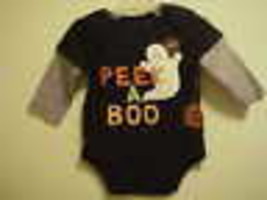 Halloween Peek A Boo Ghost Baby Outfit Creeper 0-3 Month Unisex Pajamas New - £4.66 GBP
