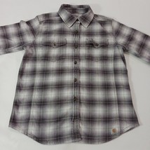 Carhartt 100714 079 Women's Gray & Purple Plaid Flannel Button Up Shirt M (8/10) image 11
