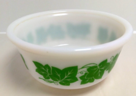 Hazel Atlas Ivy Round Glass Bowl - White w/ Green Leaves - Farmhouse/Decor - $15.90