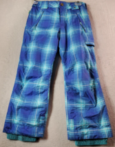 Burton Snow Pants Unisex Size Medium Blue Plaid 100% Polyester Pocket Fl... - £19.59 GBP