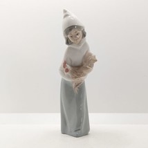 Lladro Porcelain Girl Holding Rooster Figurine, 4677,  Vintage Spanish, Daisa - $36.52