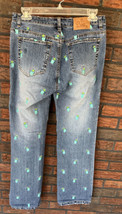 Lilly Pulitzer Stretch Jeans Size 4 Blue Drink Pink Straw Full Embroidery Pants - £17.13 GBP