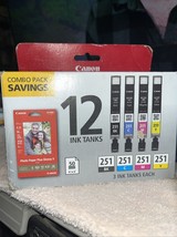 Canon 251 Black Cyan Magenta Yellow Ink Cartridge Set 6513B010 CLI-251 S... - $109.00