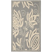 SAFAVIEH Courtyard Collection Accent Rug - 2&#39; x 3&#39;7&quot;, Grey &amp; Natural, Floral Des - £21.96 GBP