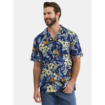 George Men&#39;s Relaxed Button Front Camp Shirt LARGE (42-44) Storm Blue Tr... - $19.99
