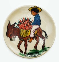 Hand Made And Painted Plate With A little Boy Riding A Donkey Made In Me... - $14.84