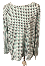 T by Talbots Gray and Gray Print 3/4 Sleeve Round Neck T shirt Size 2X - £14.84 GBP