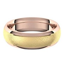 14K Yellow and Rose Gold 6 mm Florentine Finish Comfort-Fit Wedding Band - £890.55 GBP+