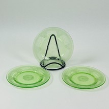 Jeannette 3 Glass Green Depression 8.5&quot; Plate Uranium Glows - $18.99