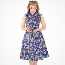 Blue Floral Dress With Pockets XS-3XL - £47.15 GBP