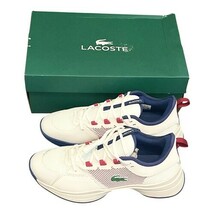 Lacoste Men’s Sneakers White Red Blue Size 10 US New w/ Box Tennis Court Shoes image 2