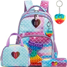 School Bags 3 In 1 Kids Bags for Girls Kawaii Backpack Waterproof Children Schoo - £61.79 GBP