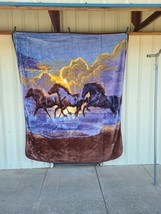 Horse Horses Water Oc EAN Against The Wind Outdoor Queen Blanket Bedspread - £43.49 GBP