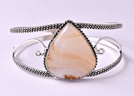 Handcrafted Rhodium Polished Pear Lace Onyx Women Elegant Designer Bracelet Gift - £17.07 GBP