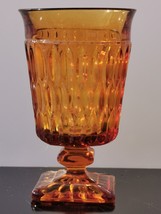 Vintage Amber Indiana Glass Goblet Mt. Vernon Iced Tea Glass Candy Box Jar - £21.68 GBP