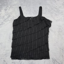 Ispiri Shirt Womens XL Black Striped Pleated Sleeveless Pullover Blouse - £18.14 GBP