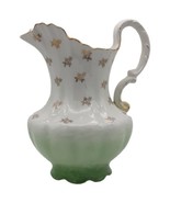 Vtg The Goodwin Pottery Co Semi-Porcelain White Green Gold Trim Pitcher ... - £33.70 GBP