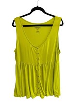 TORRID Womens Top SUPER SOFT Babydoll Tank Scoop Neck Button Front Lime ... - $16.31
