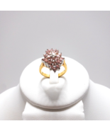 Gold and SilveTone Ring Pink Clear Glass Cubic Zirconia Cocktail Unmarke... - £40.35 GBP