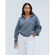 Everlane The Felted Merino Half-Zip Sweater Wool Ribbed Knit Gray XS - $29.02