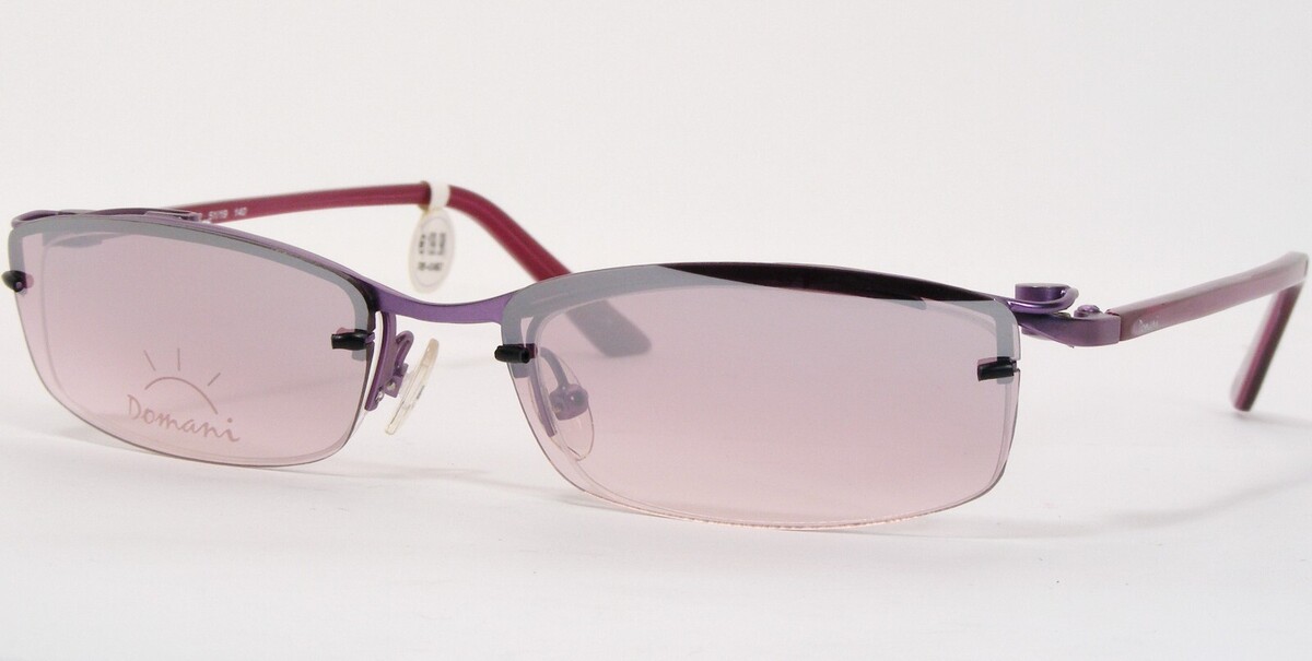 Domani DO701 52 Lila Einzigartig Brille Mit / Lila Sonne Clips 51-19-140mm - $115.80