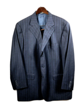 Loro Piana Cremieux Super 160s Suit Jacket Coat Mens Size 46R 46 R Blue Stripe - £149.16 GBP