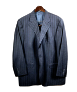 Loro Piana Cremieux Super 160s Suit Jacket Coat Mens Size 46R 46 R Blue Stripe - $186.64