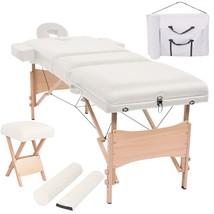 vidaXL Folding Massage Table Stool Set White Compact Ergonomic Design - $436.99