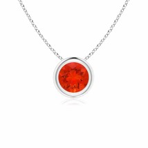 ANGARA 5mm Natural Fire Opal Solitaire Pendant Necklace in Silver for Women - £113.67 GBP+