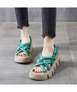 Women&#39;s Top Layer Leather Platform Sandals - $137.06 CAD